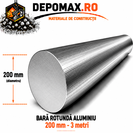 Bara rotunda aluminiu 200 mm, 3 metri, EN AW-6082